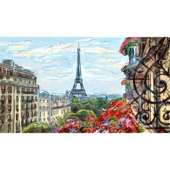 Картина для современного интерьера на стекле  30х40 см Париж 3