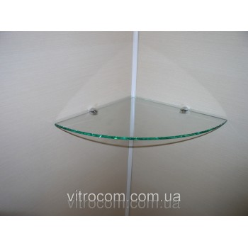 Полка  6 мм стеклянная прозрачная  для ванной угловая